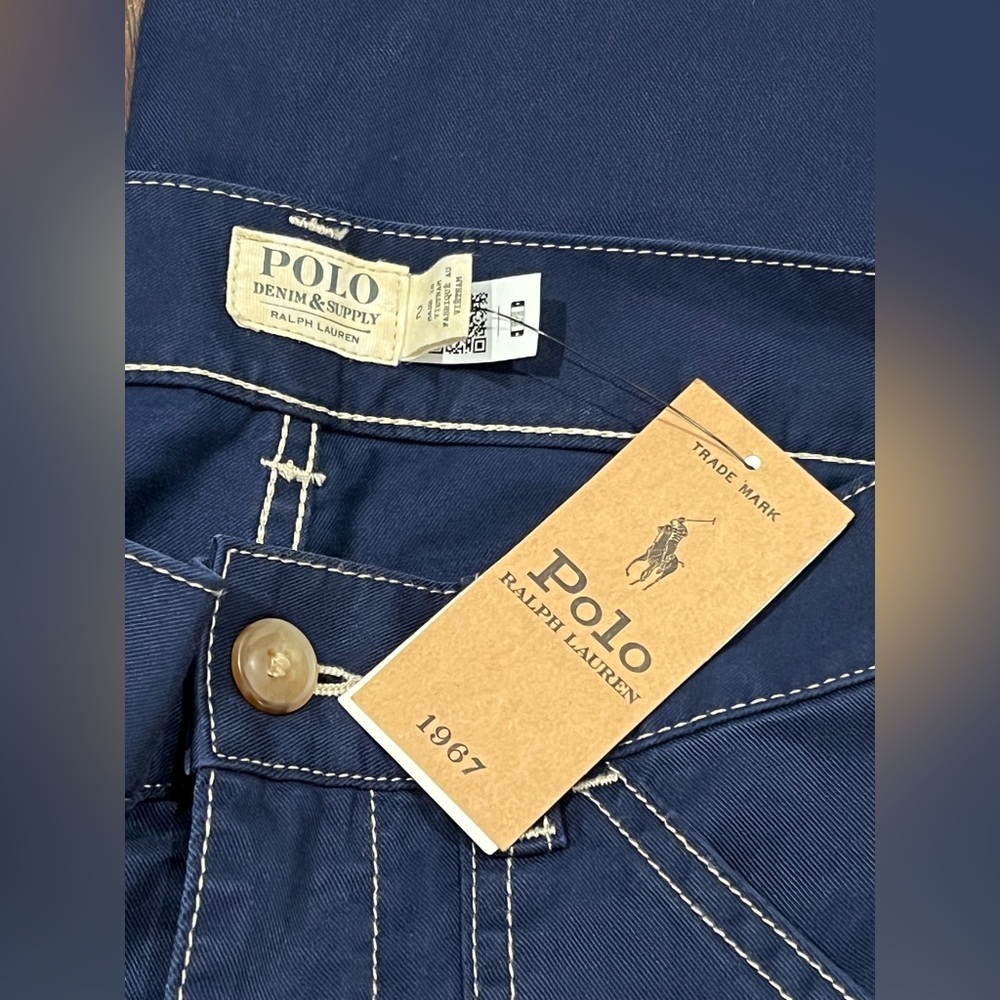 Polo Ralph Lauren Pant Womens Cotton Twill Utility Navy Straight Leg Size 2 - Picture 12 of 16